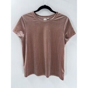 Women's Gap Pink Mauve Velvet Short Sleeve Crewneck Top Size S